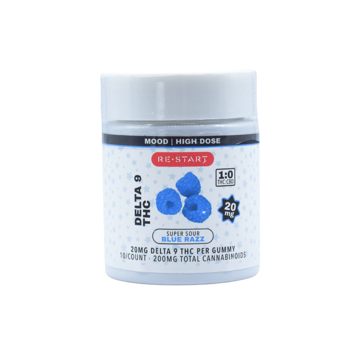 Delta 9 THC 20MG Gummies Sour Blue Raspberry / 10-count (Reg. Price $45)